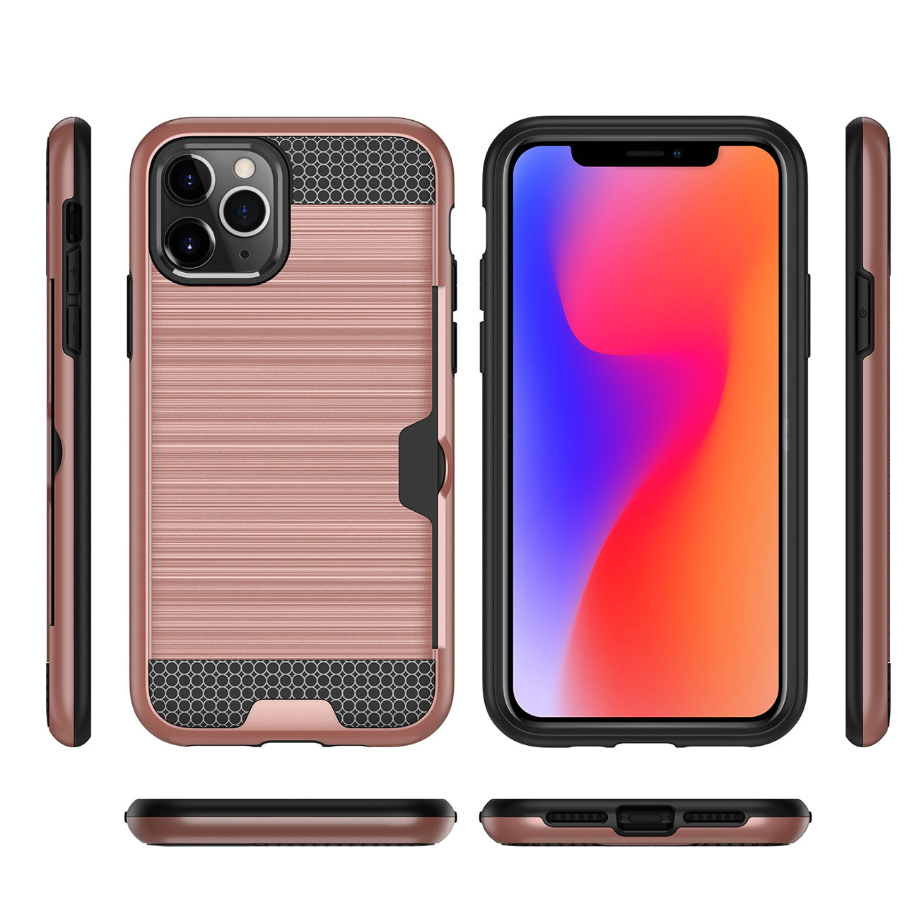 Case Hybrid Slim Armor With Card Holder iPhone 11 Pro Rose Gold Color