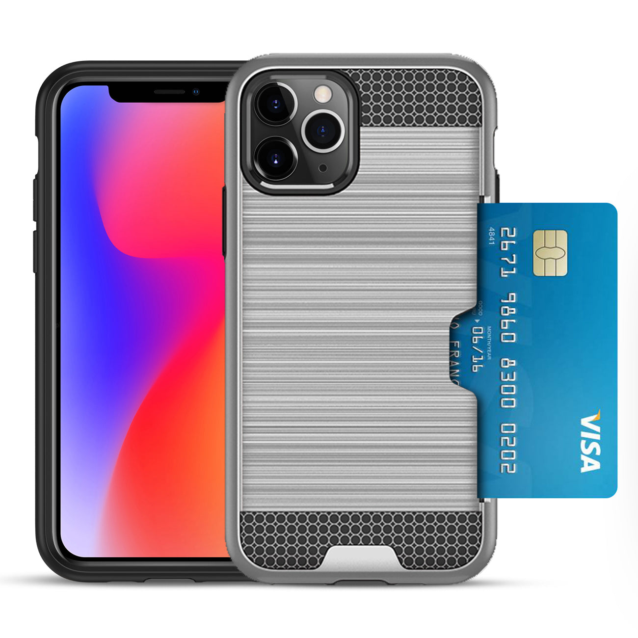 Case Hybrid Slim Armor With Card Holder iPhone 11 Pro Silver Color