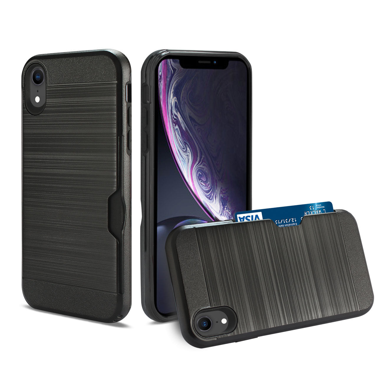 iPhone XS Max Slim Armor Hybrid Case With Card Holder In Black