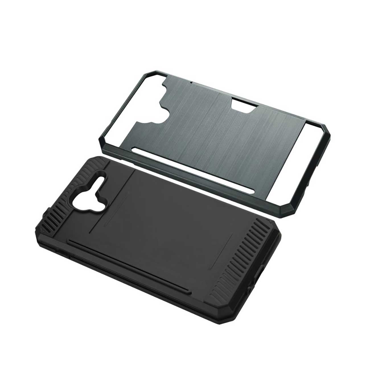 Case Hybrid With Card Holder Slim Armor Kyocera Hydro View Gray Color