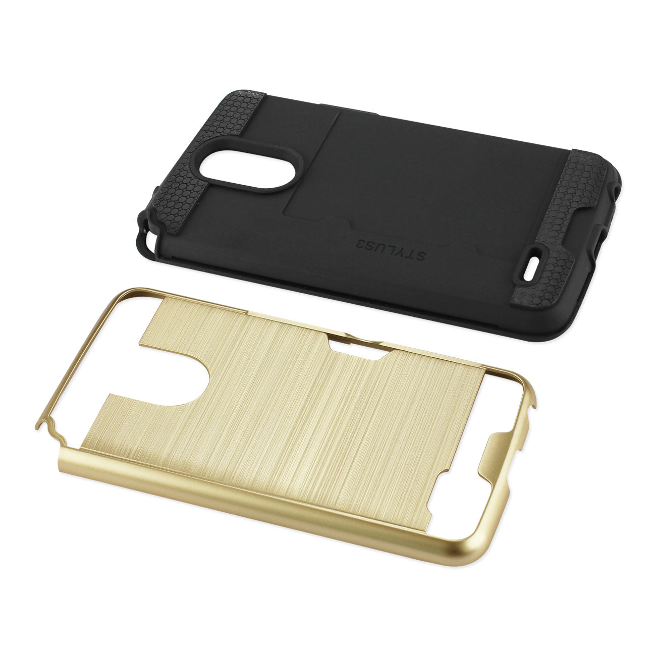 Case Hybrid With Card Holder Slim Armor LG Stylo 3/ Stylus 3 Gold Color