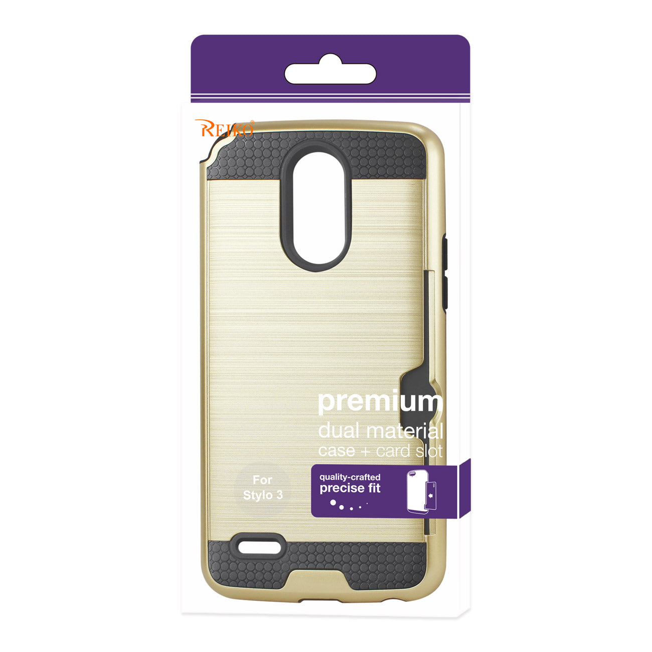Case Hybrid With Card Holder Slim Armor LG Stylo 3/ Stylus 3 Gold Color