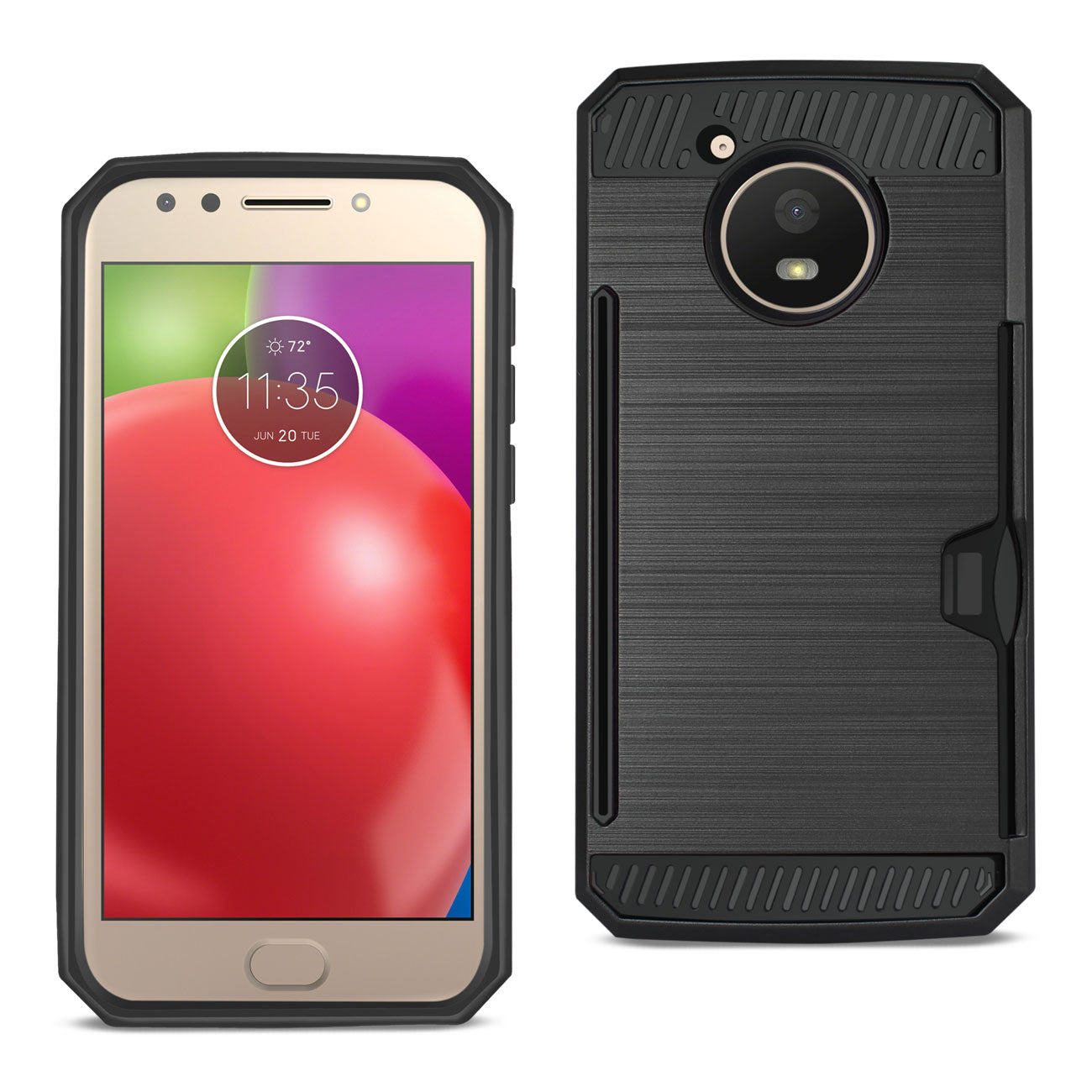 Case Hybrid Slim Armor With Card Holder Motorola Moto E4 Active Black Color