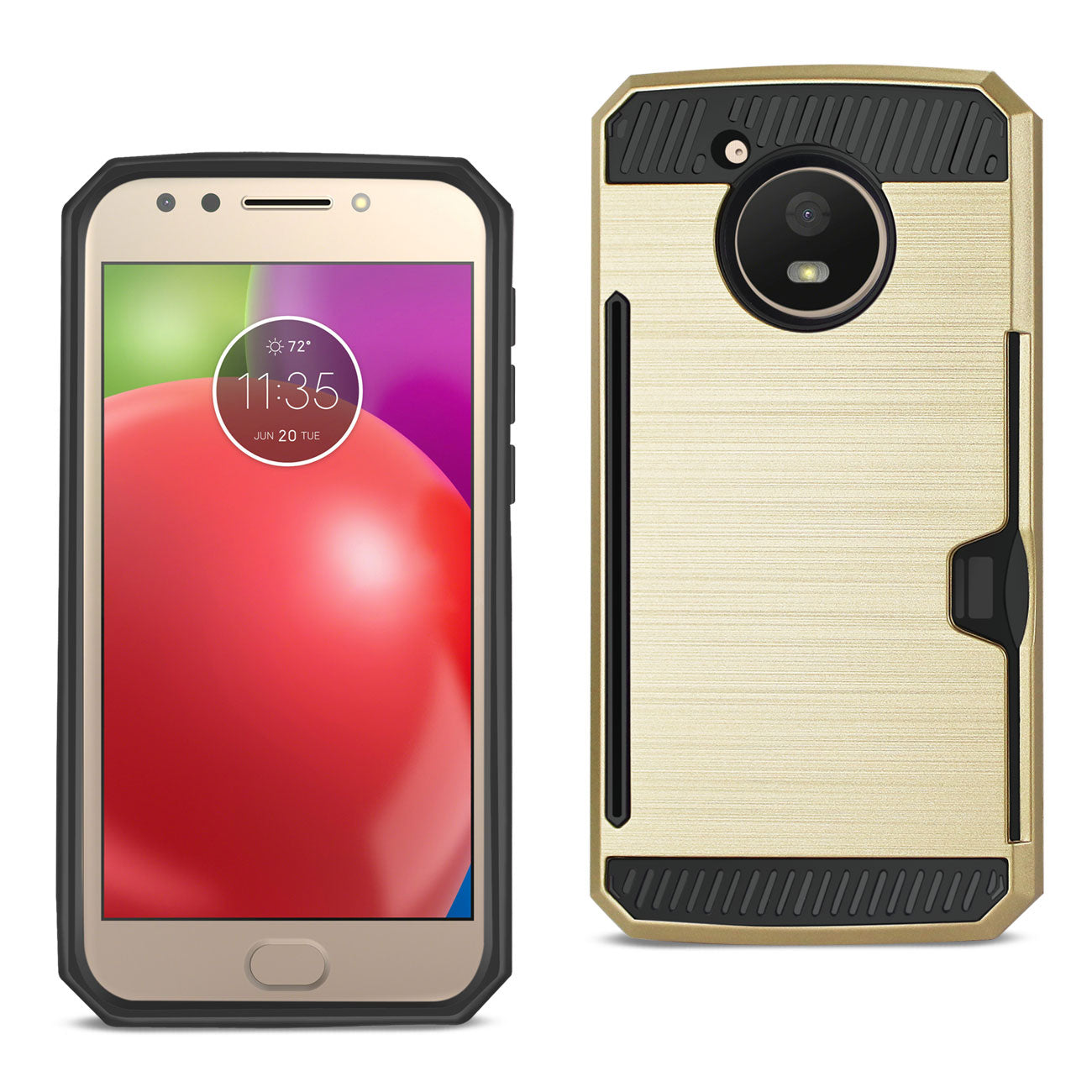 Case Hybrid Slim Armor With Card Holder Motorola Moto E4 Active Gold Color