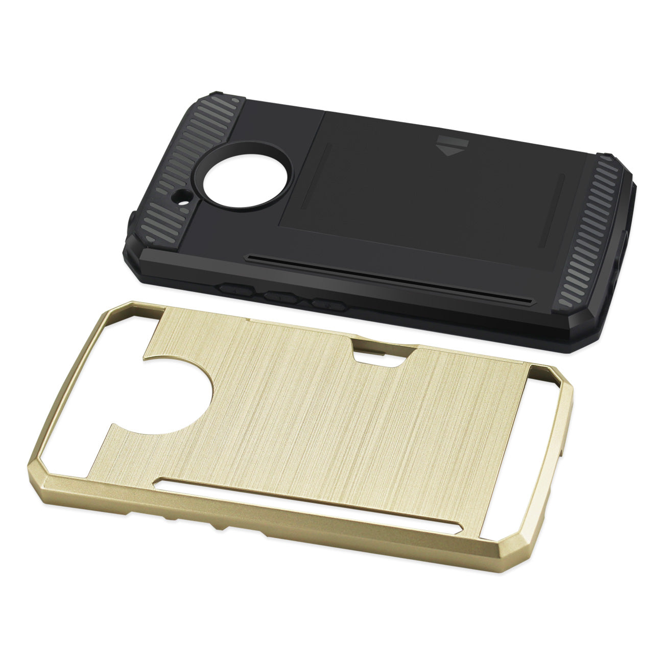 Case Hybrid Slim Armor With Card Holder Motorola Moto E4 Active Gold Color
