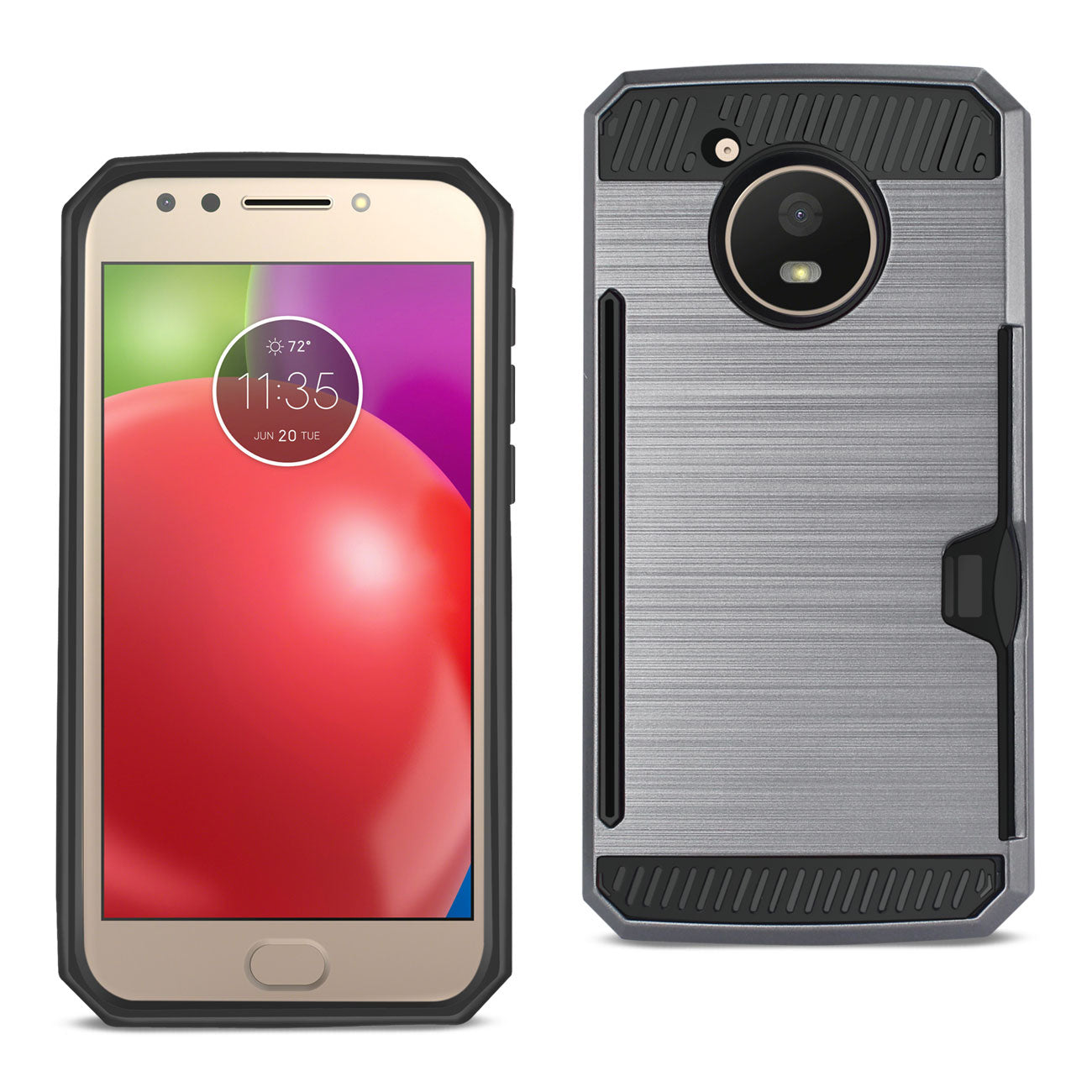 Case Hybrid Slim Armor With Card Holder Motorola Moto E4 Active Gray Color