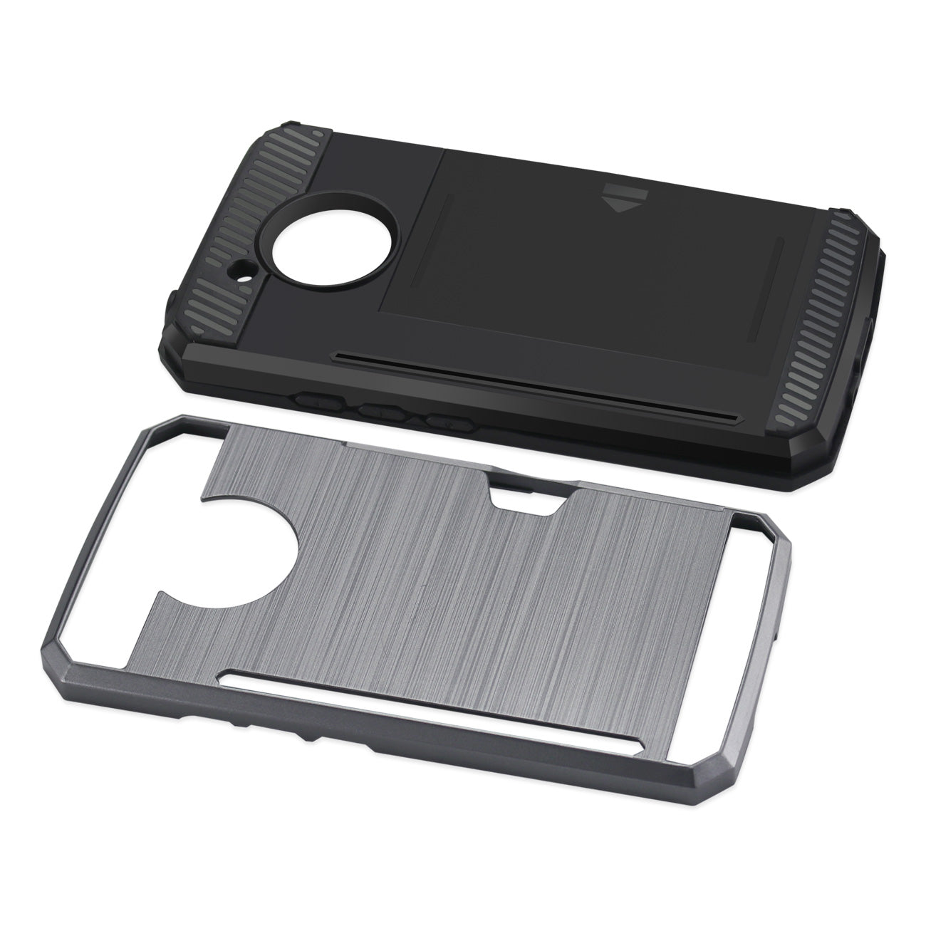 Case Hybrid Slim Armor With Card Holder Motorola Moto E4 Active Gray Color