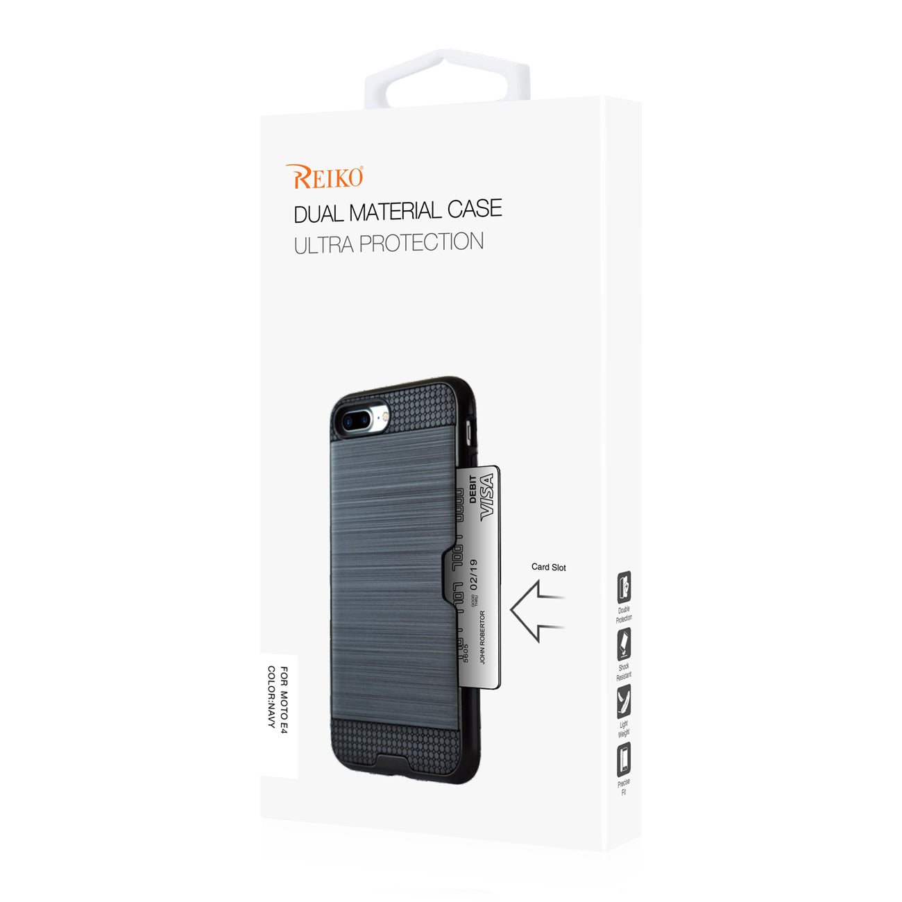 Case Hybrid Slim Armor With Card Holder Motorola Moto E4 Active Navy Color