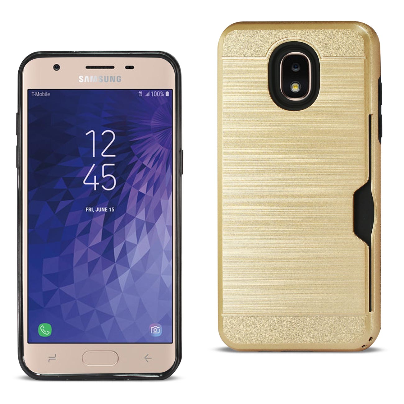 Samsung J3(2018) Slim Armor Hybrid Case With Card Holder In Gold