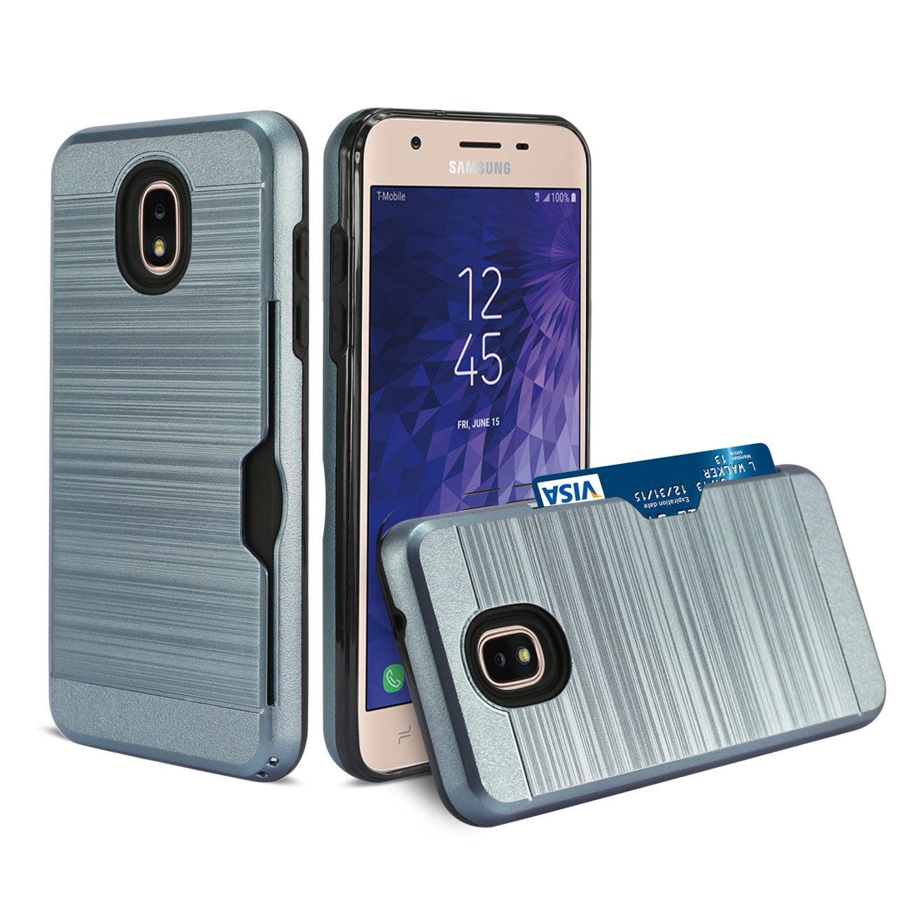 Samsung J3(2018) Slim Armor Hybrid Case With Card Holder In Navy