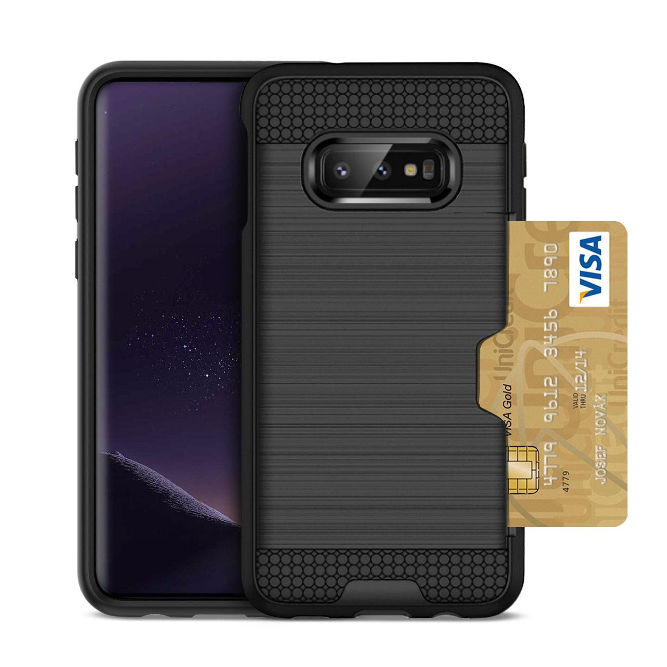 Samsung Galaxy S10 Lite Slim Armor Hybrid Case With Card Holder In Black