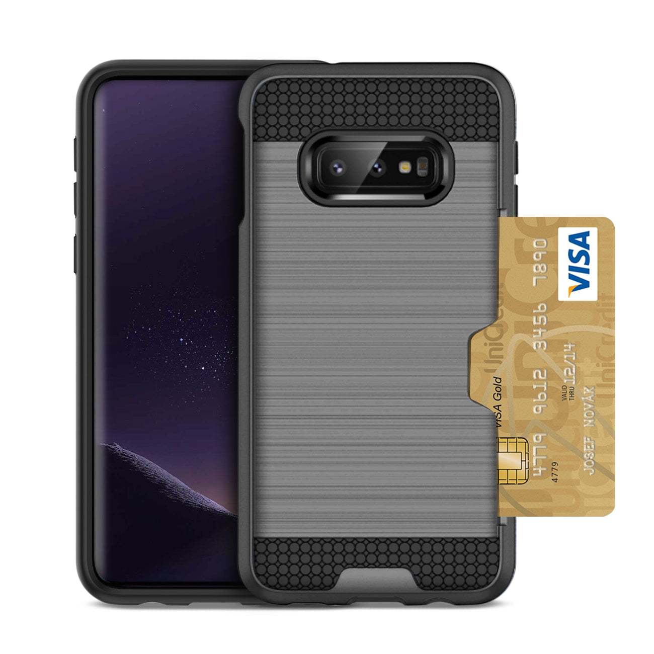 Samsung Galaxy S10 Lite Slim Armor Hybrid Case With Card Holder In Gray