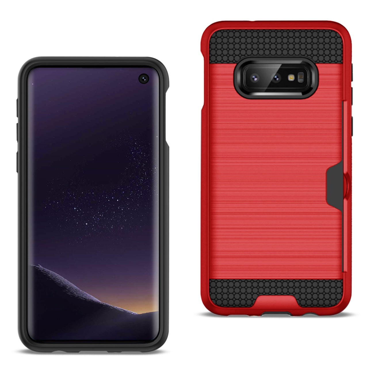 Samsung Galaxy S10 Lite Slim Armor Hybrid Case With Card Holder In Red