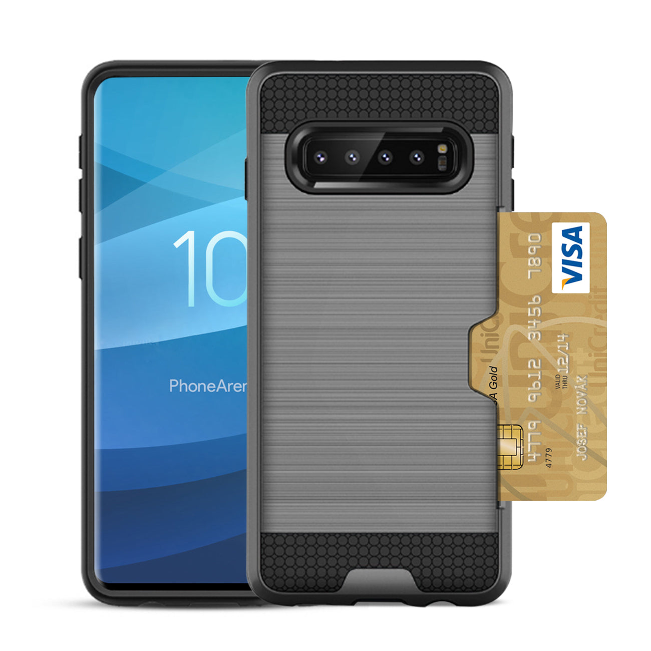 SAMSUNG GALAXY S10 Plus Slim Armor Hybrid Case With Card Holder In Gray