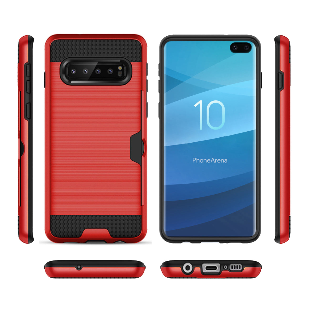 SAMSUNG GALAXY S10 Plus Slim Armor Hybrid Case With Card Holder In Red