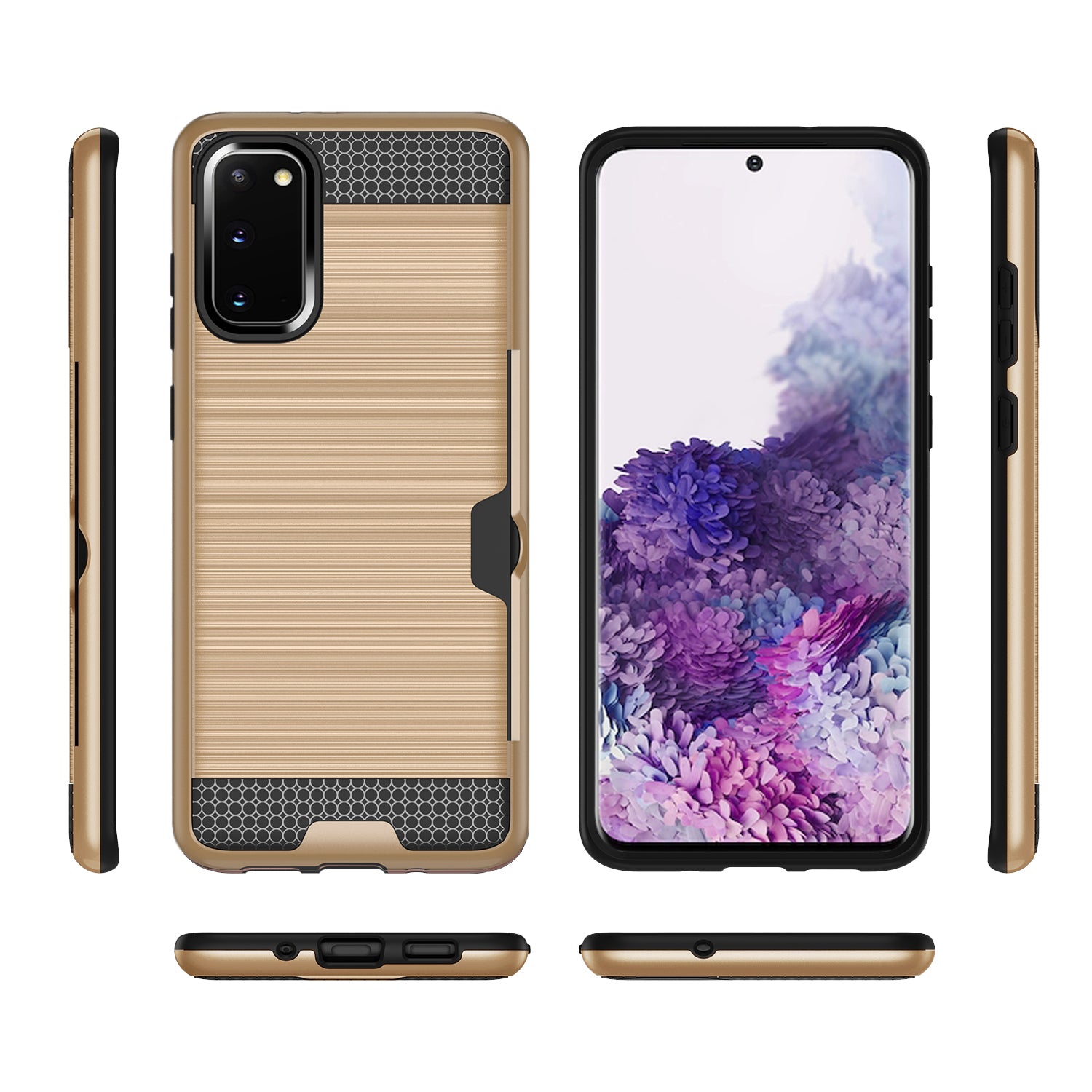 REIKO SAMSUNG GALAXY S20 SLIM ARMOR HYBRID CASE WITH CARD HOLDER IN GOLD