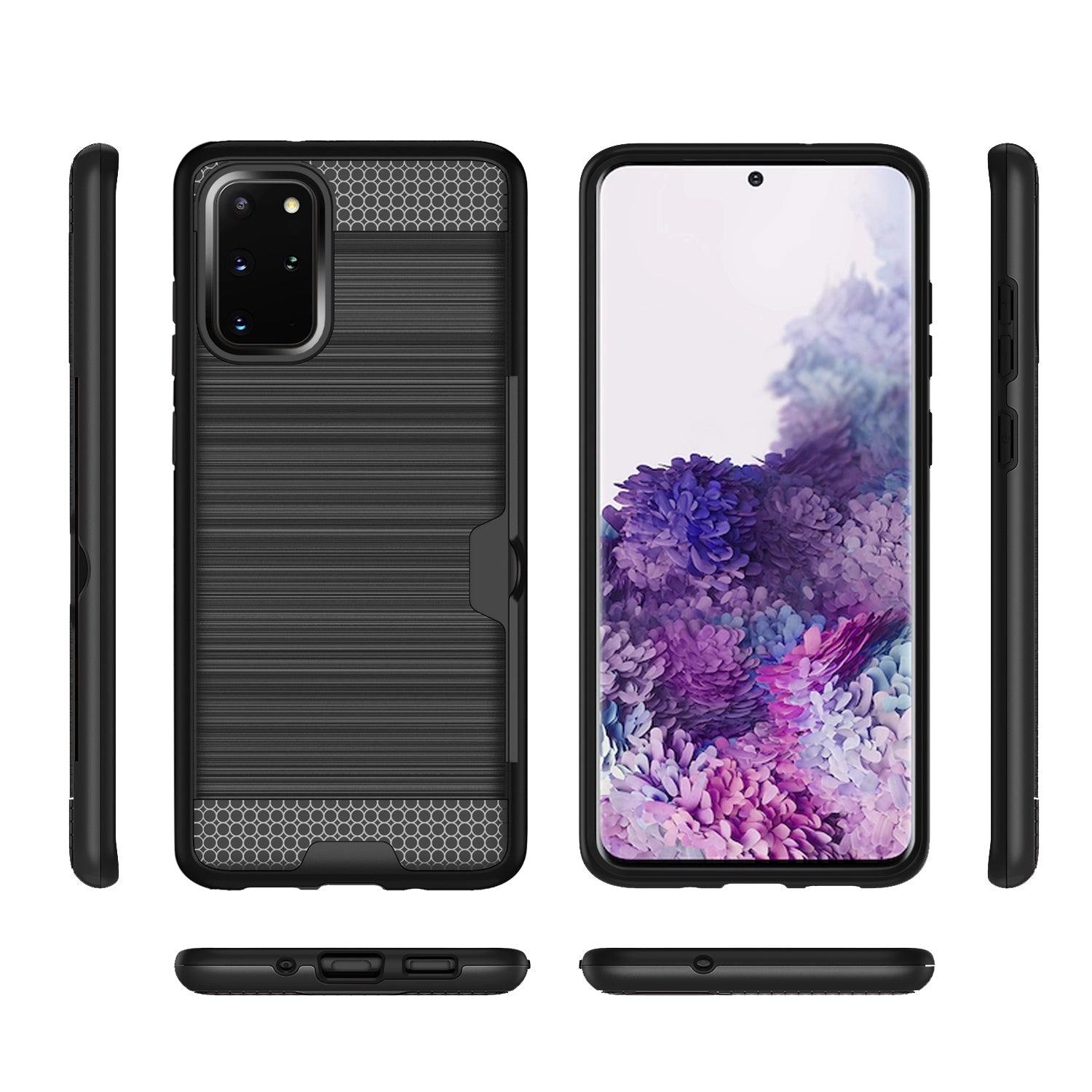 REIKO SAMSUNG GALAXY S20 PLUS SLIM ARMOR HYBRID CASE WITH CARD HOLDER IN BLACK