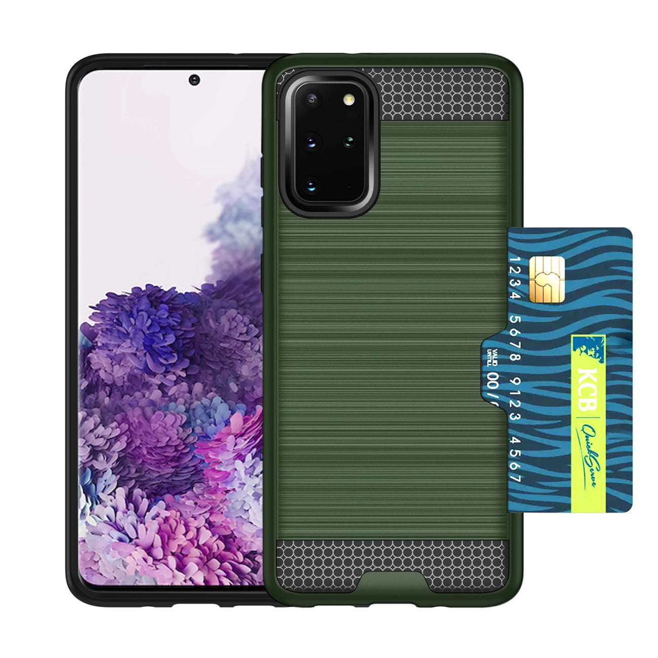 REIKO SAMSUNG GALAXY S20 PLUS SLIM ARMOR HYBRID CASE WITH CARD HOLDER IN GREEN