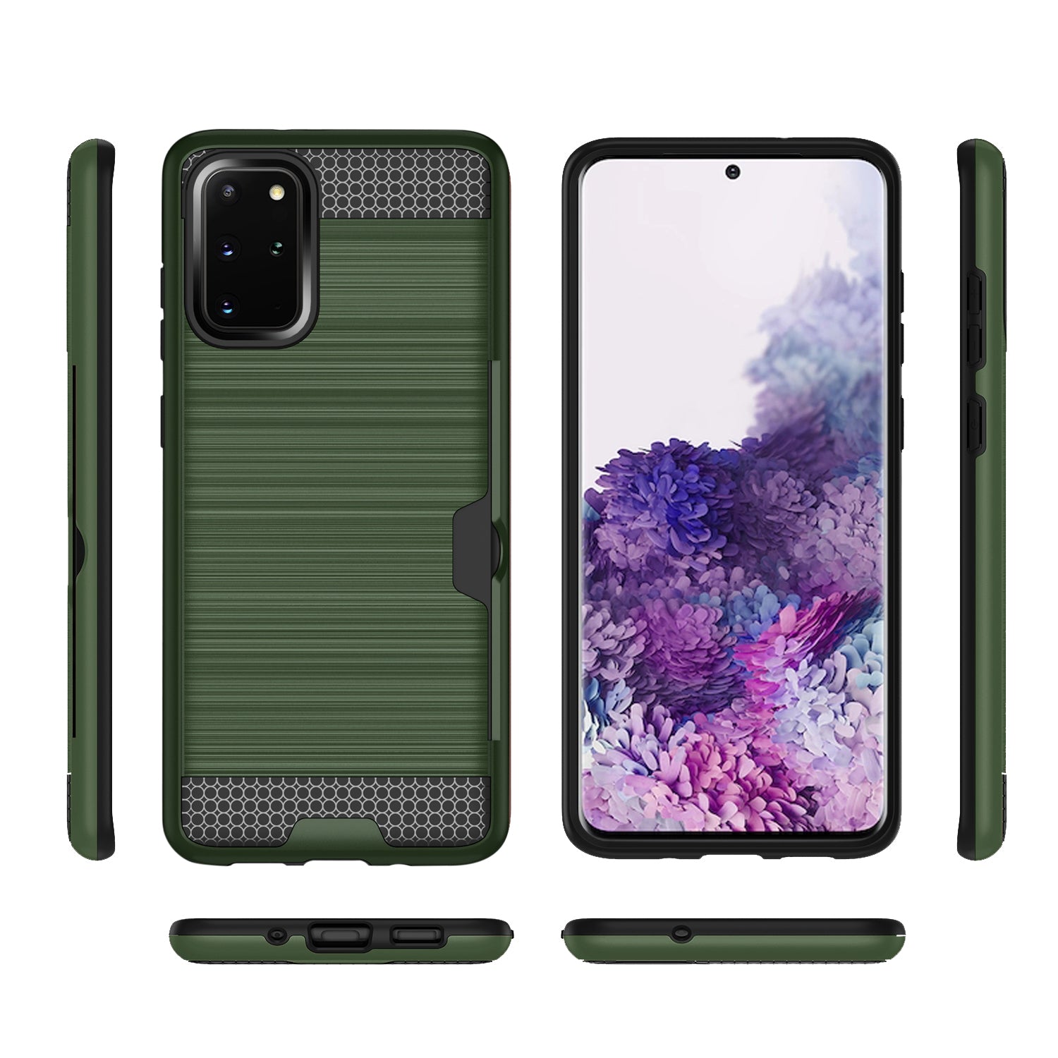 REIKO SAMSUNG GALAXY S20 PLUS SLIM ARMOR HYBRID CASE WITH CARD HOLDER IN GREEN