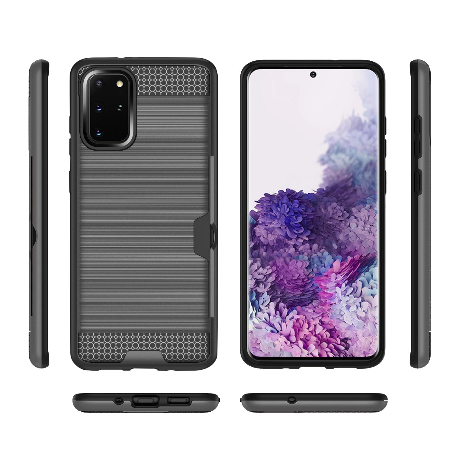REIKO SAMSUNG GALAXY S20 PLUS SLIM ARMOR HYBRID CASE WITH CARD HOLDER IN GRAY