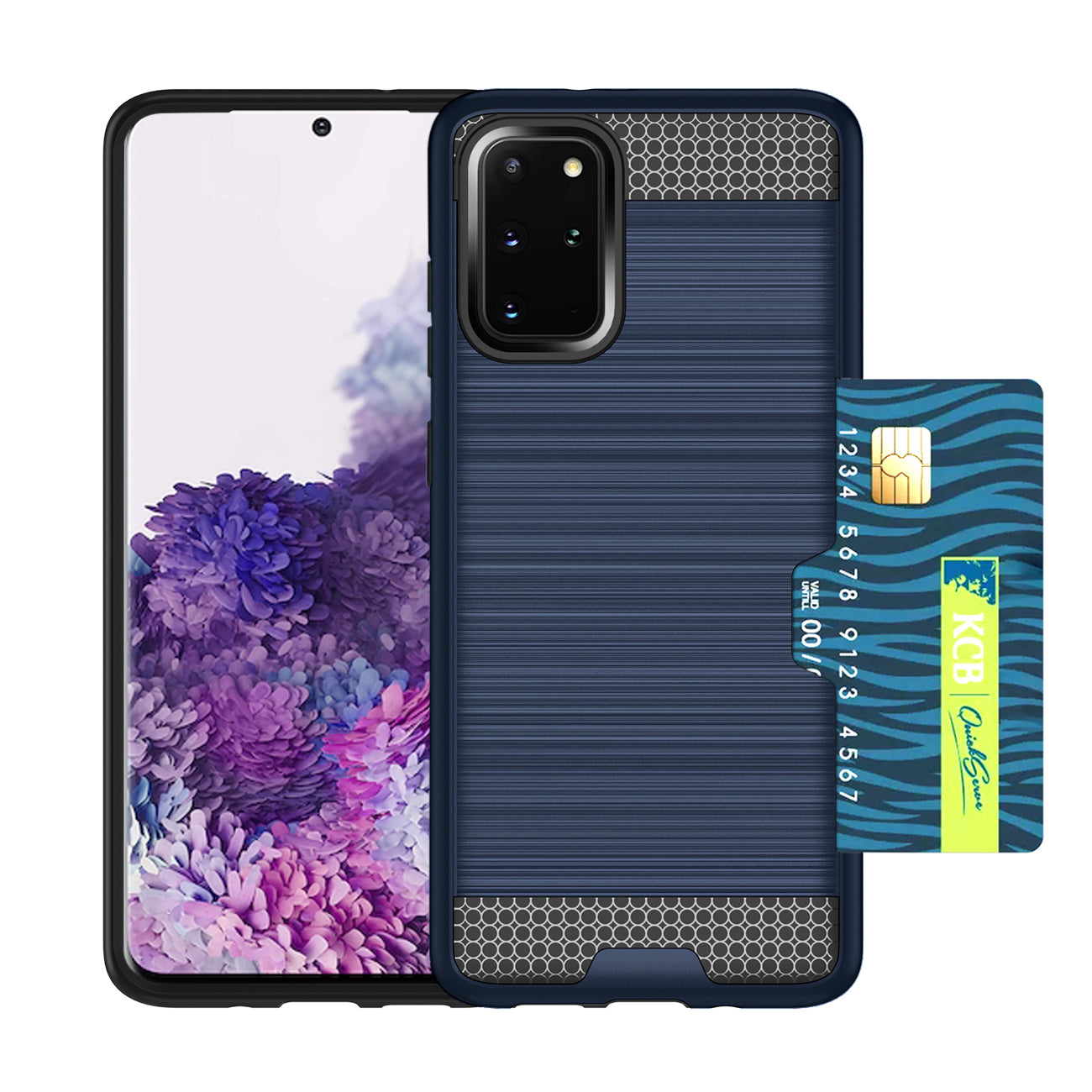 REIKO SAMSUNG GALAXY S20 PLUS SLIM ARMOR HYBRID CASE WITH CARD HOLDER IN NAVY