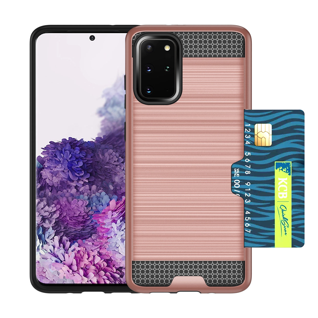 REIKO SAMSUNG GALAXY S20 PLUS SLIM ARMOR HYBRID CASE WITH CARD HOLDER IN ROSE GOLD