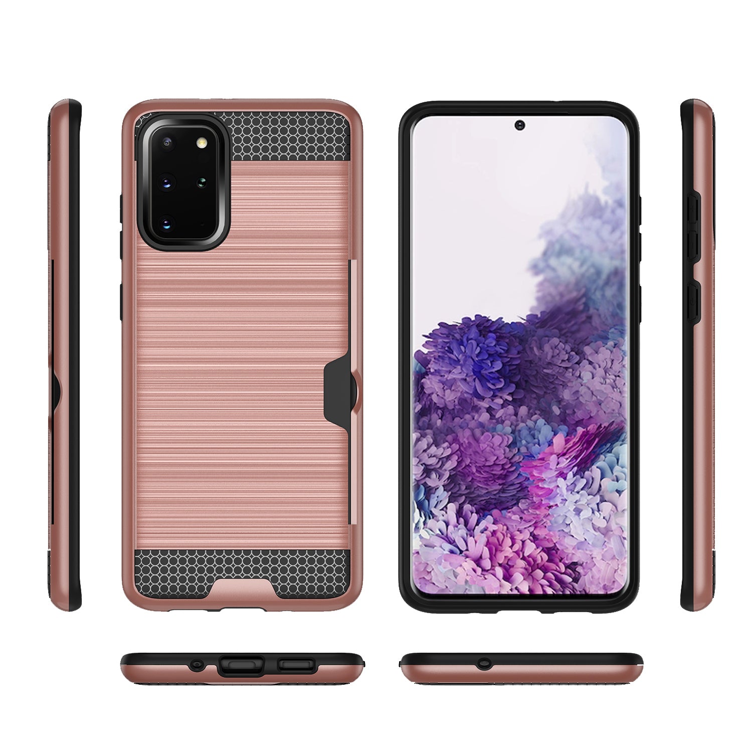 REIKO SAMSUNG GALAXY S20 PLUS SLIM ARMOR HYBRID CASE WITH CARD HOLDER IN ROSE GOLD