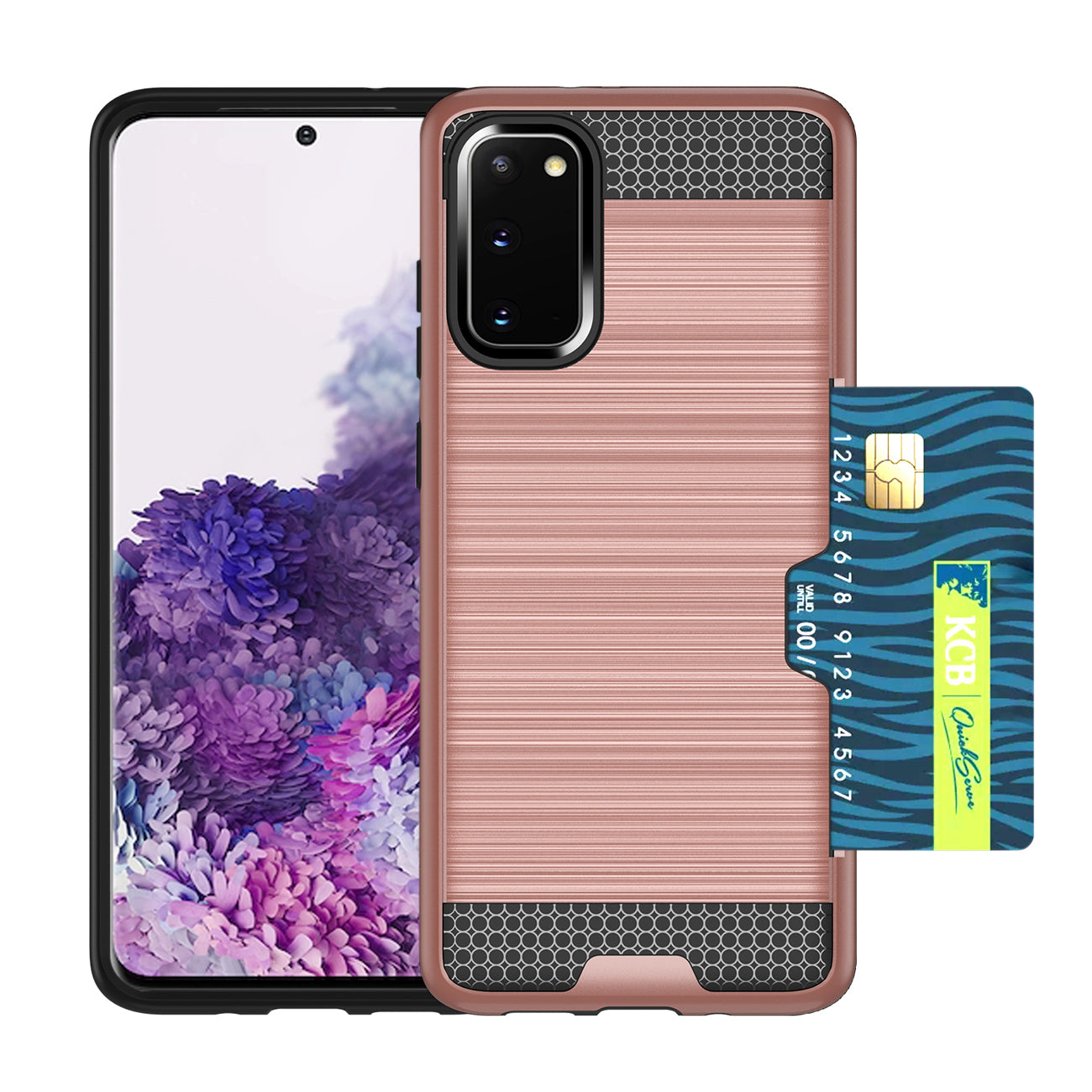 REIKO SAMSUNG GALAXY S20 SLIM ARMOR HYBRID CASE WITH CARD HOLDER IN ROSE GOLD