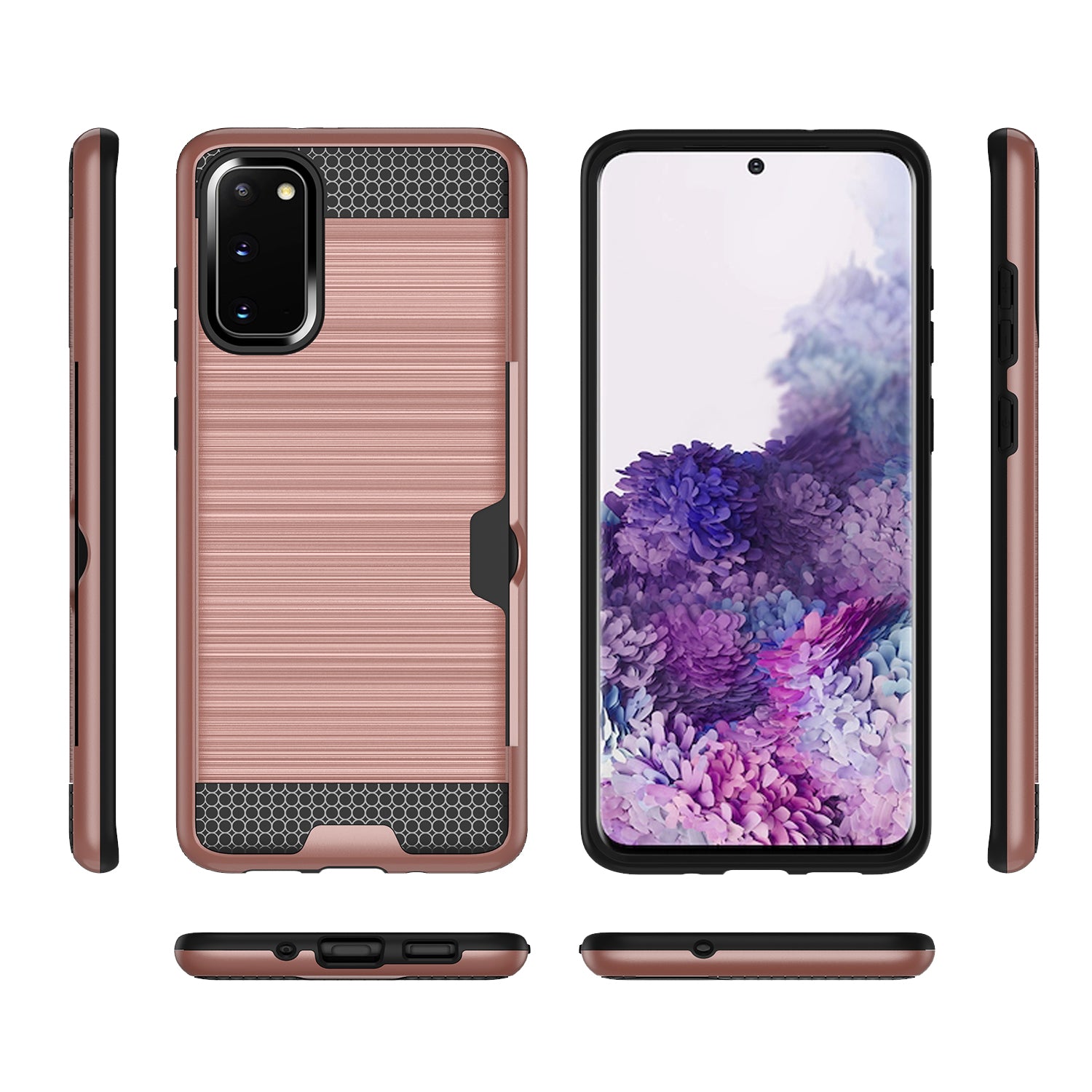 REIKO SAMSUNG GALAXY S20 SLIM ARMOR HYBRID CASE WITH CARD HOLDER IN ROSE GOLD