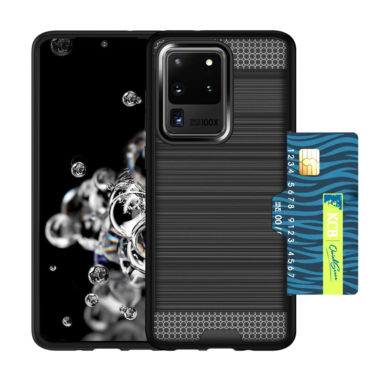 REIKO SAMSUNG GALAXY S20 ULTRA SLIM ARMOR HYBRID CASE WITH CARD HOLDER IN BLACK