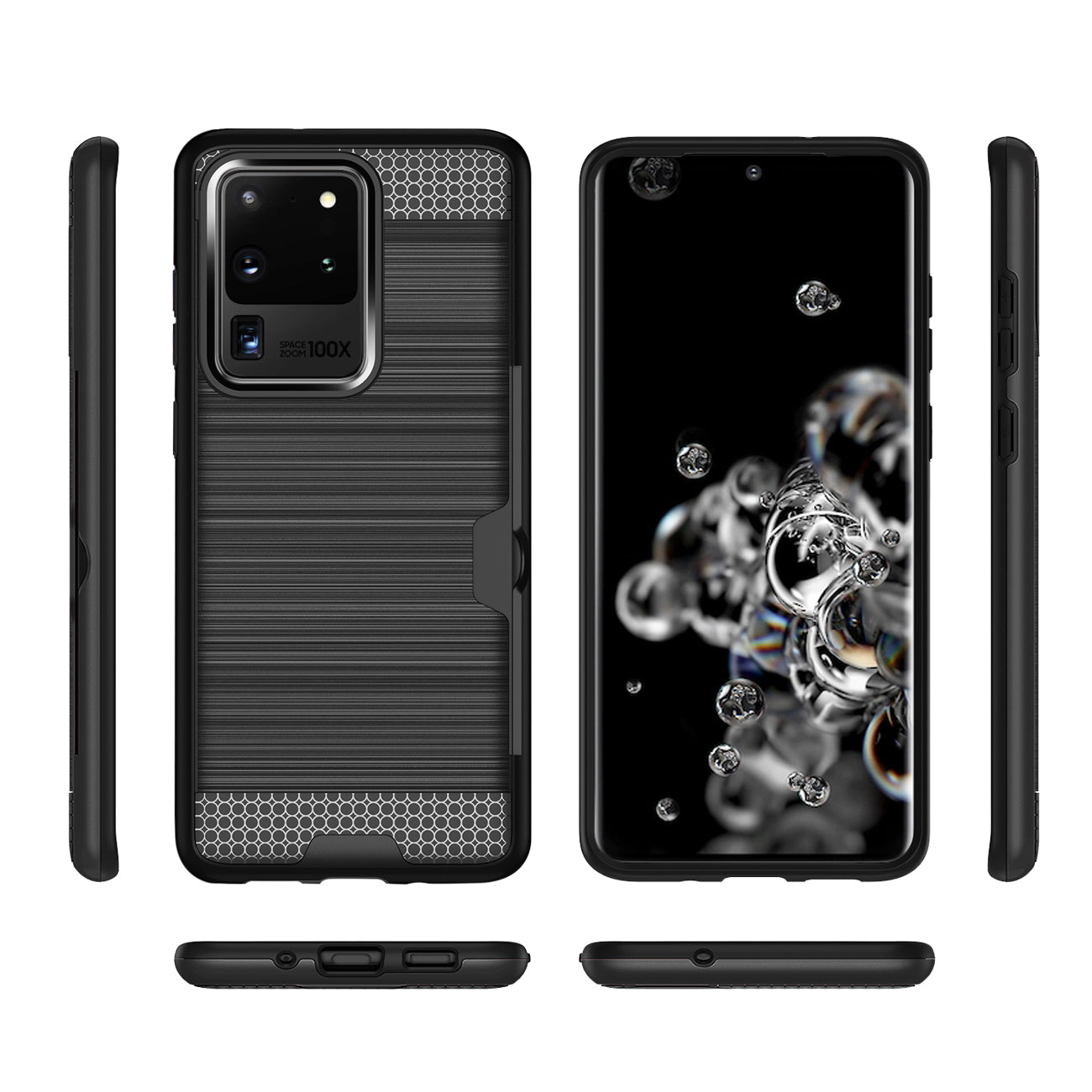 REIKO SAMSUNG GALAXY S20 ULTRA SLIM ARMOR HYBRID CASE WITH CARD HOLDER IN BLACK