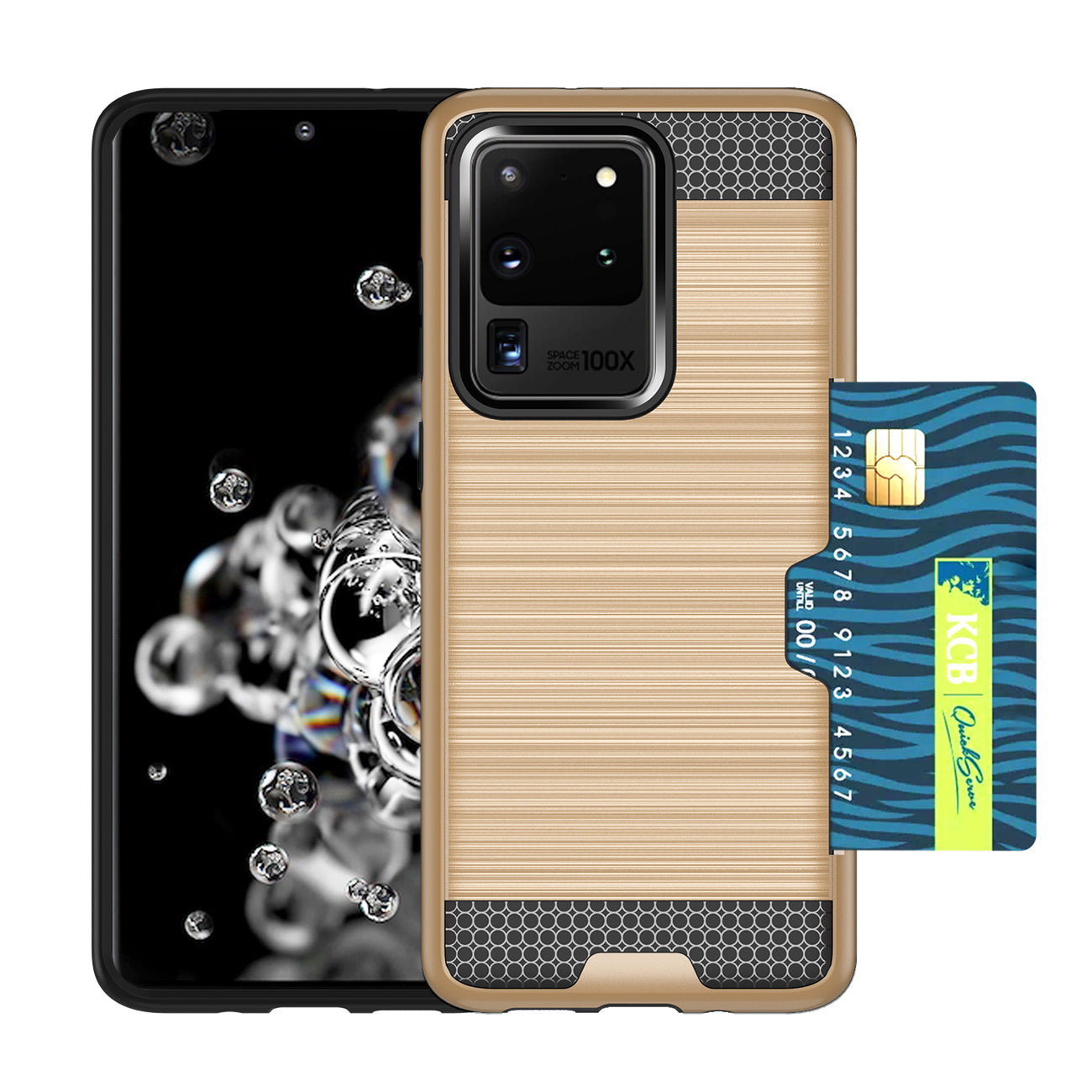 REIKO SAMSUNG GALAXY S20 ULTRA SLIM ARMOR HYBRID CASE WITH CARD HOLDER IN GOLD