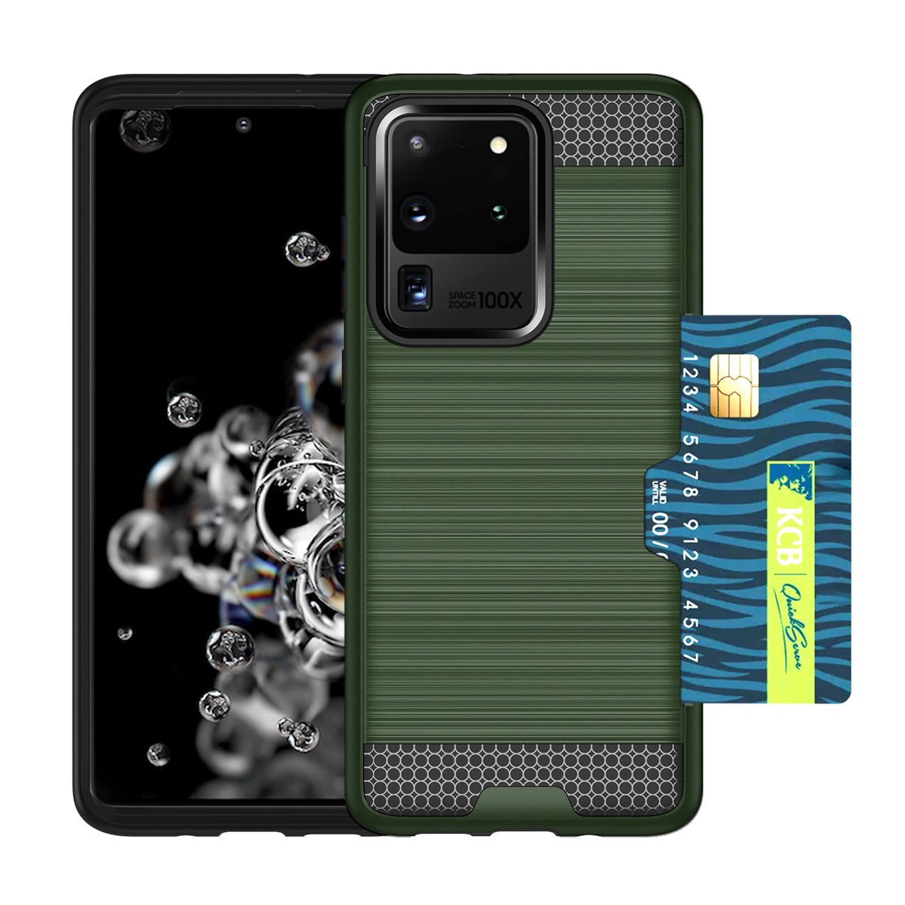REIKO SAMSUNG GALAXY S20 ULTRA SLIM ARMOR HYBRID CASE WITH CARD HOLDER IN GREEN