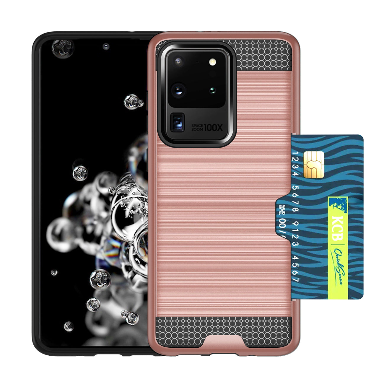 REIKO SAMSUNG GALAXY S20 ULTRA SLIM ARMOR HYBRID CASE WITH CARD HOLDER IN ROSE GOLD