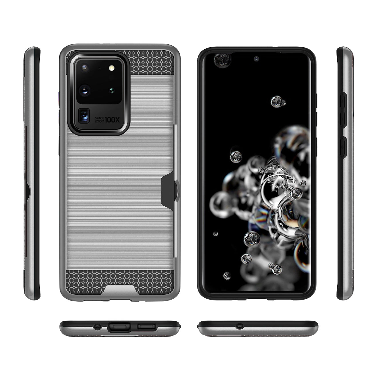 REIKO SAMSUNG GALAXY S20 ULTRA SLIM ARMOR HYBRID CASE WITH CARD HOLDER IN SILVER