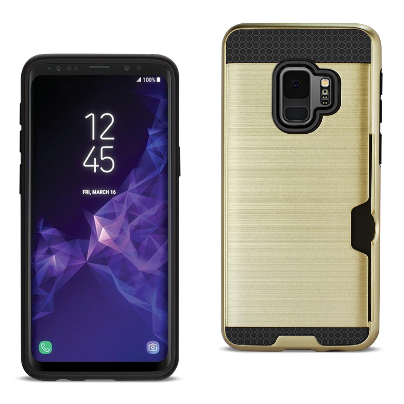 Case Hybrid Slim Armor With Card Holder Samsung Galaxy S9 Gold Color