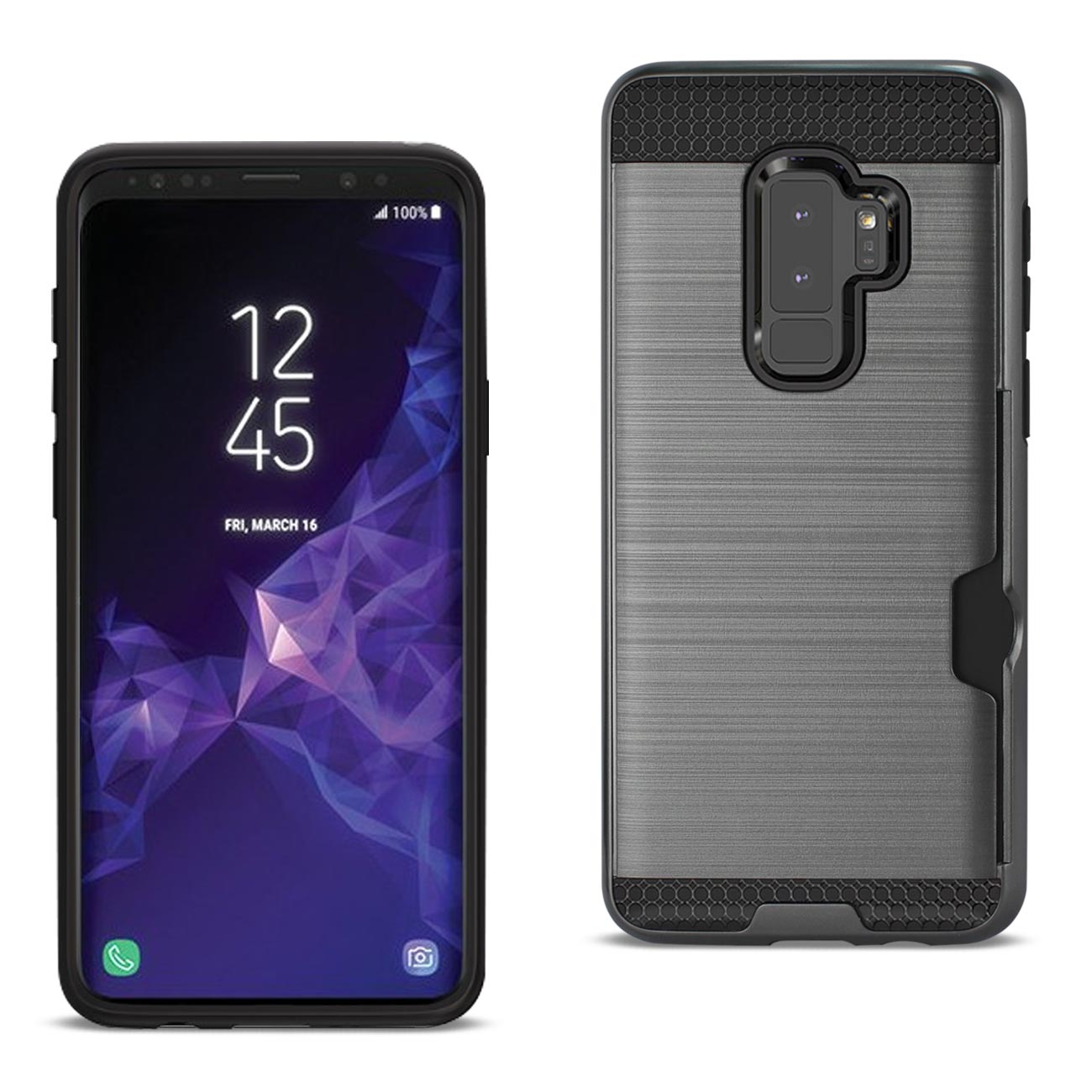 Samsung Galaxy S9 Plus Slim Armor Hybrid Case With Card Holder In Gray