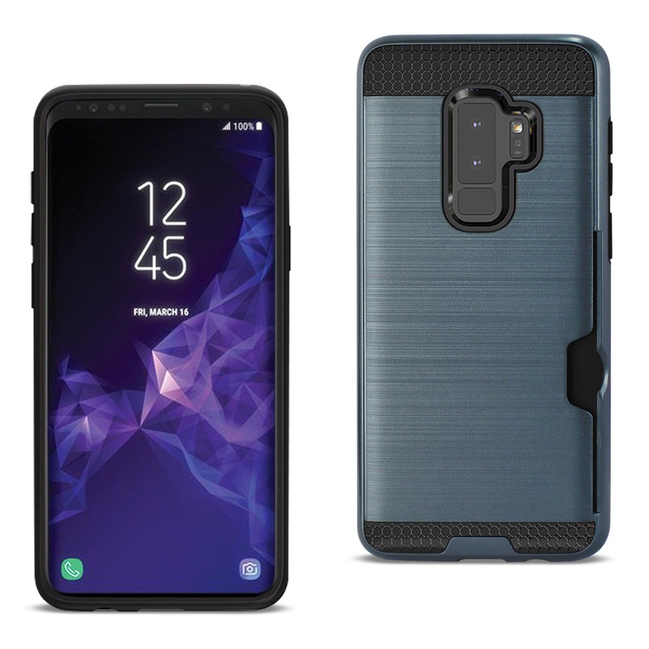 Samsung Galaxy S9 Plus Slim Armor Hybrid Case With Card Holder In Navy