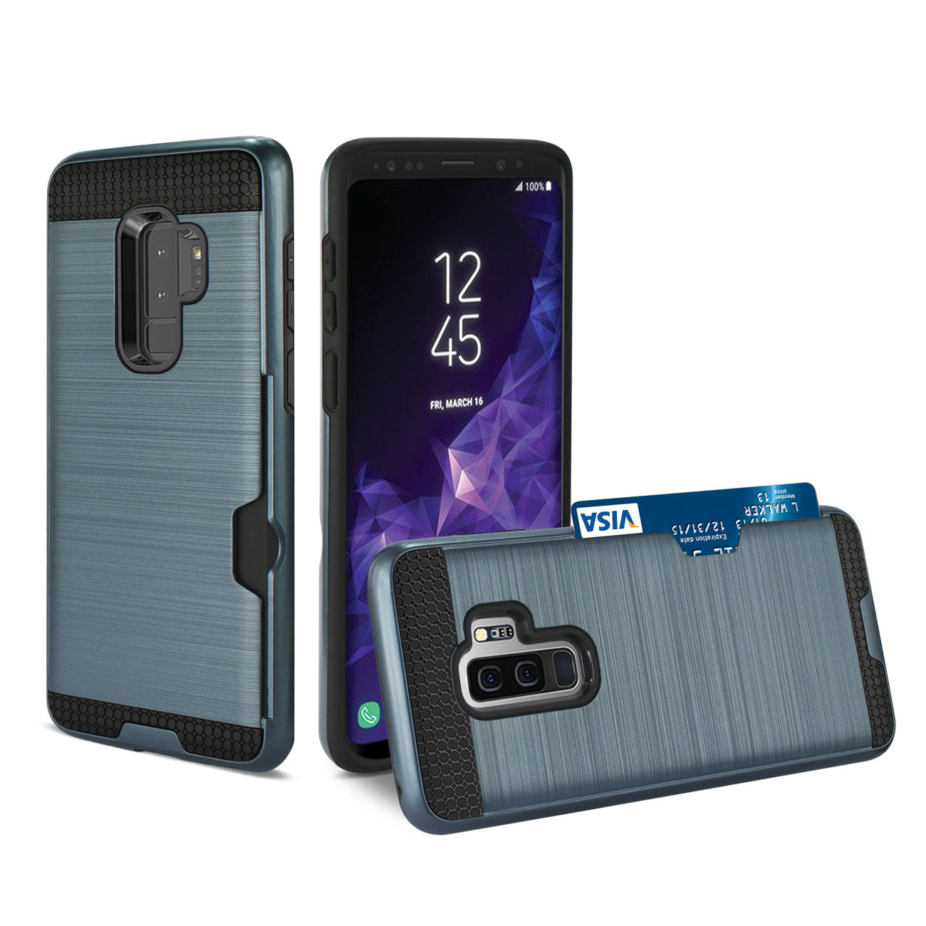 Samsung Galaxy S9 Plus Slim Armor Hybrid Case With Card Holder In Navy