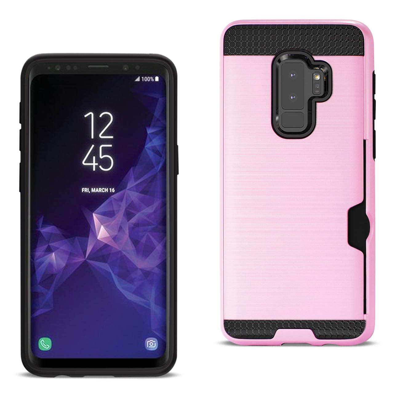 Samsung Galaxy S9 Plus Slim Armor Hybrid Case With Card Holder In Pink