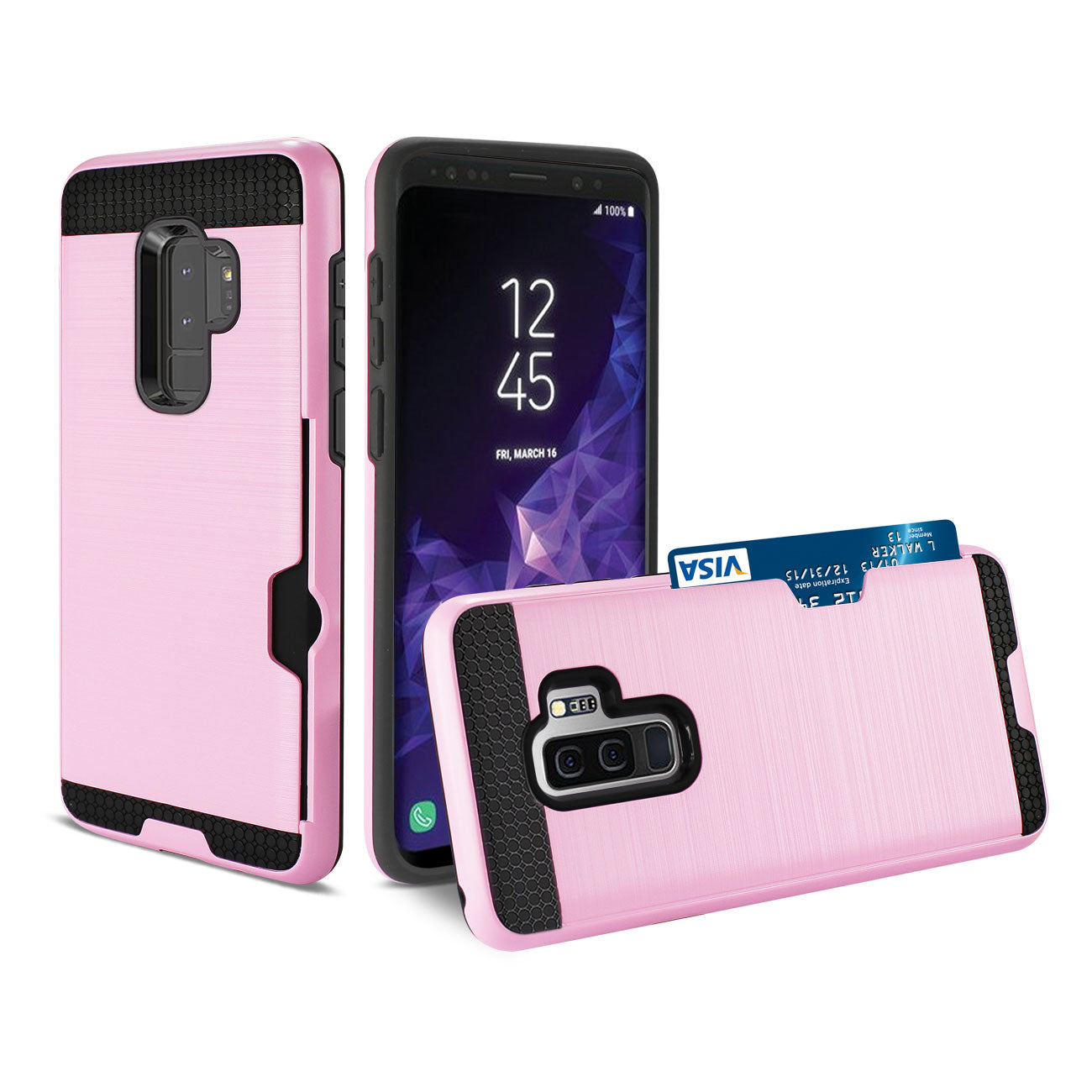 Samsung Galaxy S9 Plus Slim Armor Hybrid Case With Card Holder In Pink