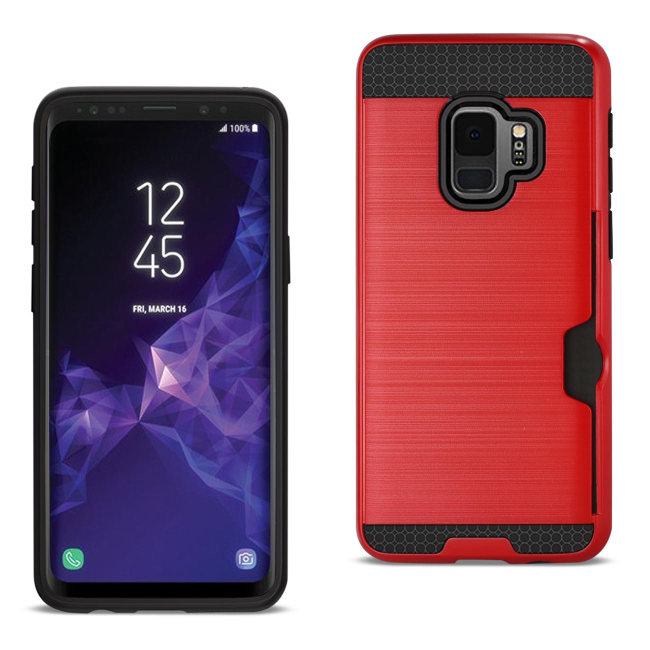 Case Hybrid Slim Armor With Card Holder Samsung Galaxy S9 Red Color