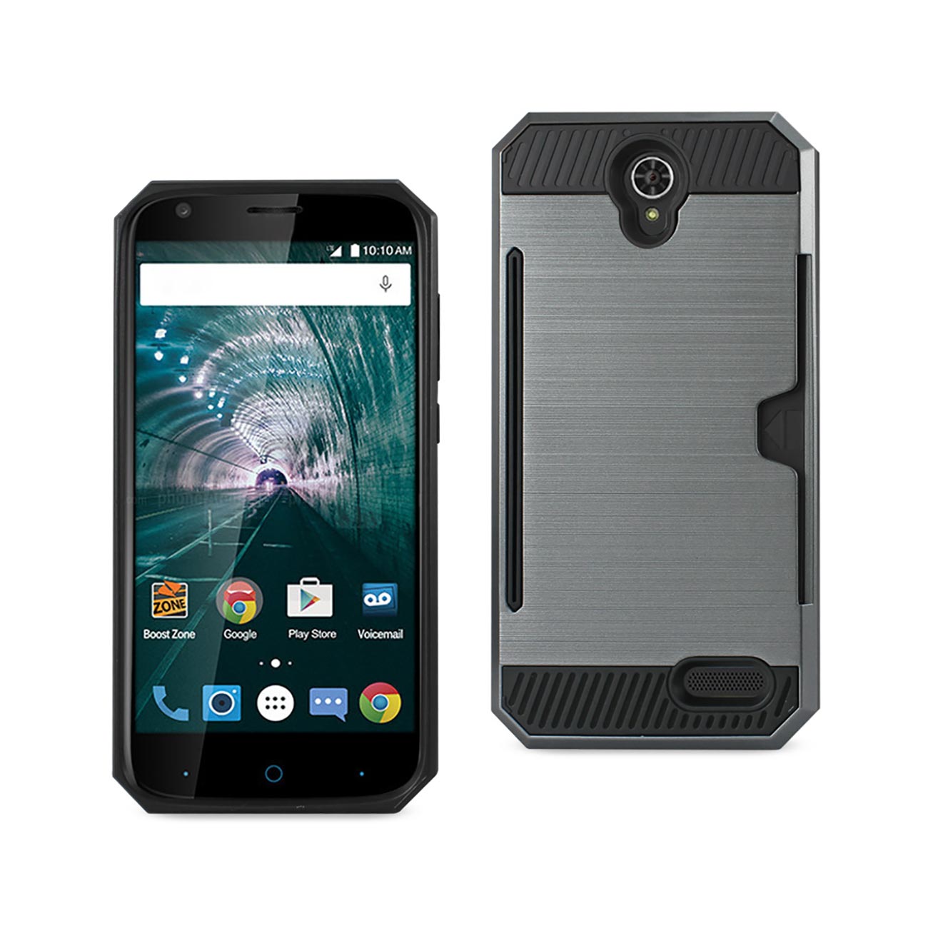 Case Hybrid With Card Holder Slim Armor ZTE Warp 7/ Z959 Gray Color
