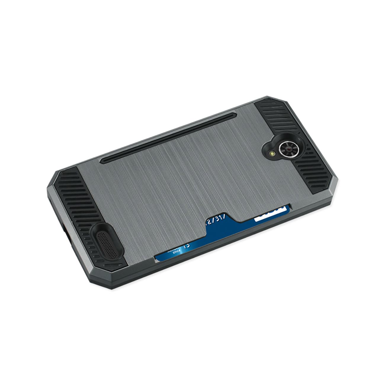 Case Hybrid With Card Holder Slim Armor ZTE Warp 7/ Z959 Gray Color