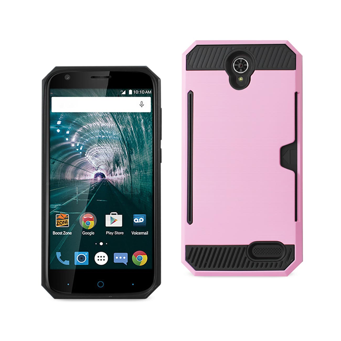 Case Hybrid With Card Holder Slim Armor ZTE Warp 7/ Z959 Pink Color