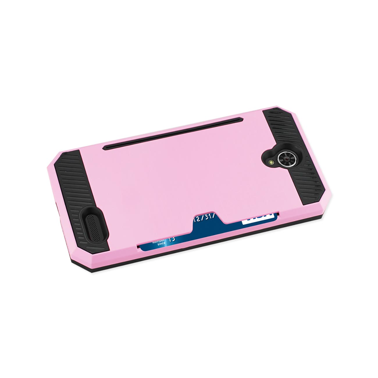 Case Hybrid With Card Holder Slim Armor ZTE Warp 7/ Z959 Pink Color