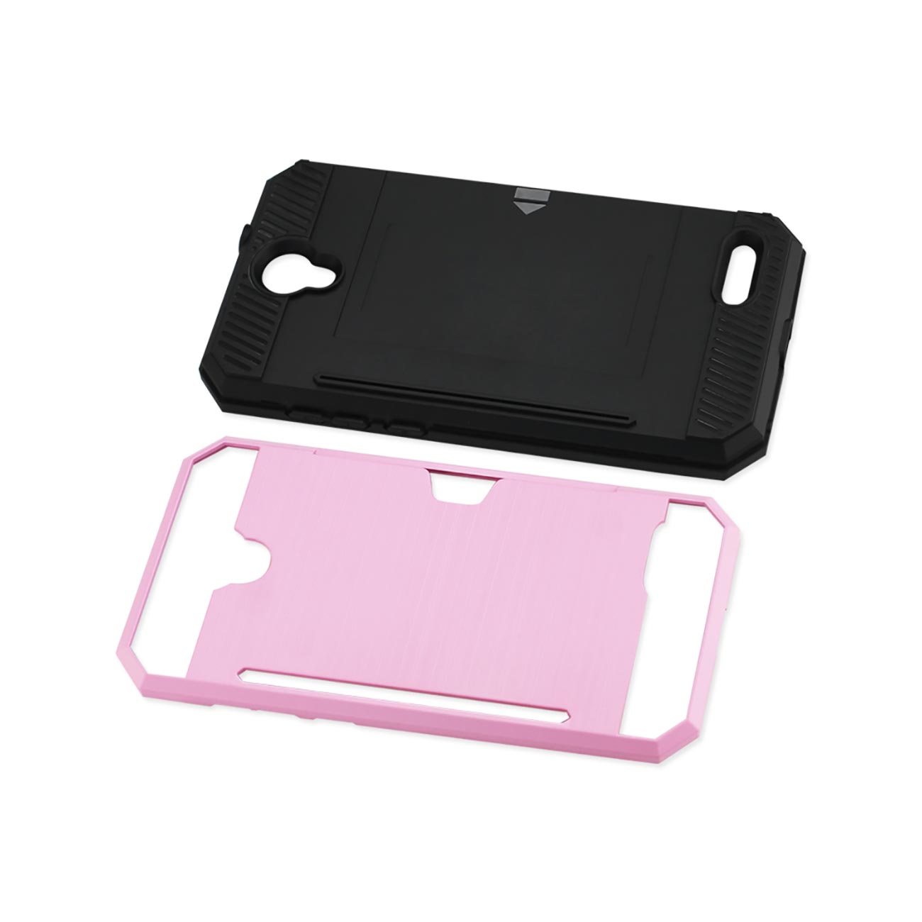 Case Hybrid With Card Holder Slim Armor ZTE Warp 7/ Z959 Pink Color
