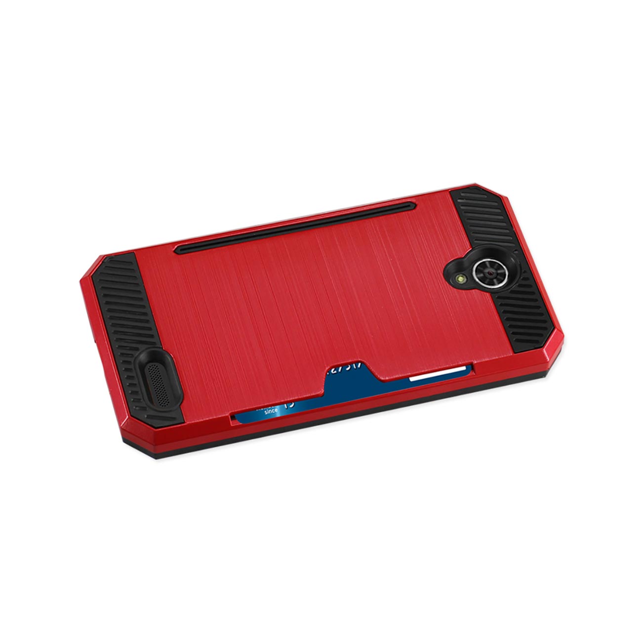 Case Hybrid With Card Holder Slim Armor ZTE Warp 7/ Z959 Red Color