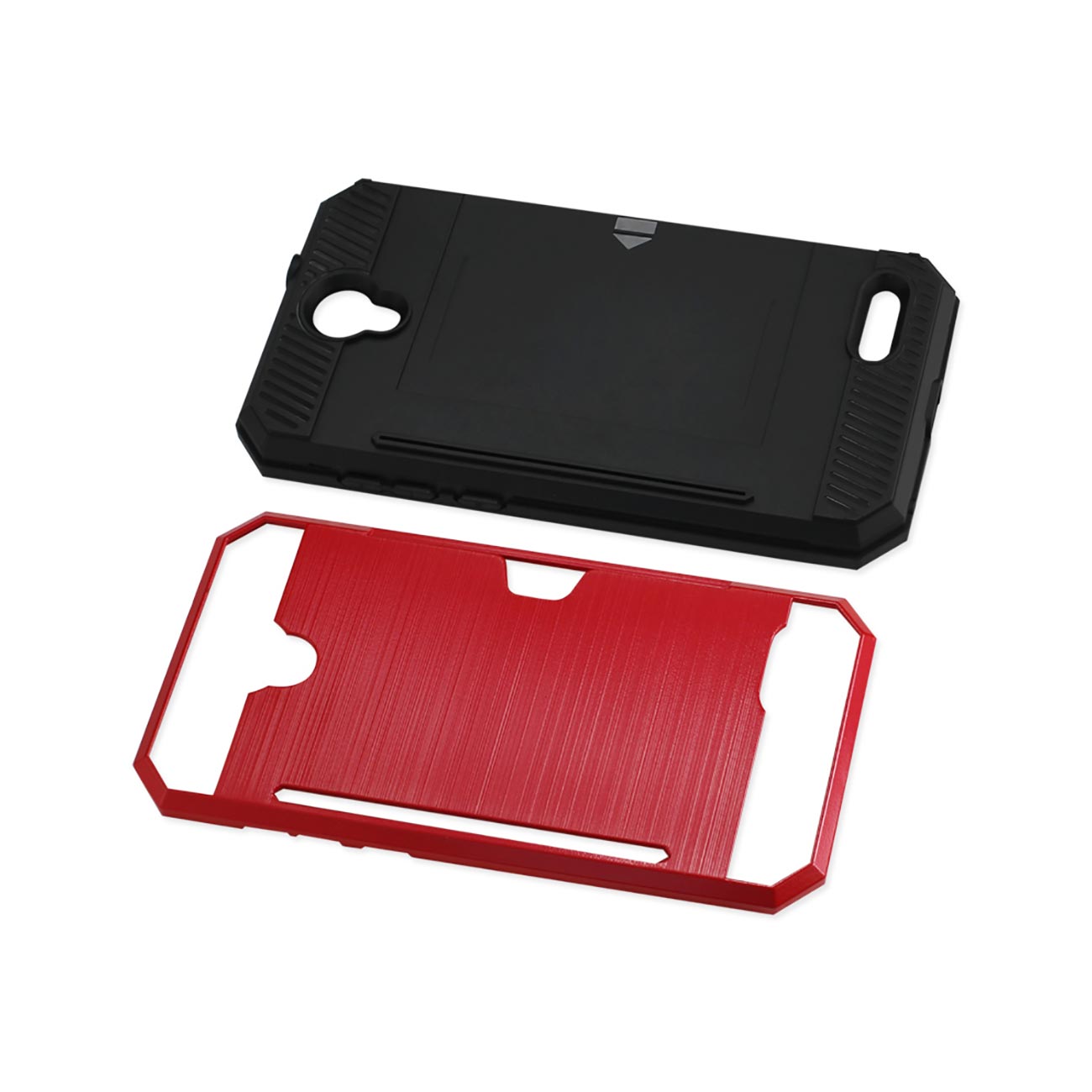 Case Hybrid With Card Holder Slim Armor ZTE Warp 7/ Z959 Red Color
