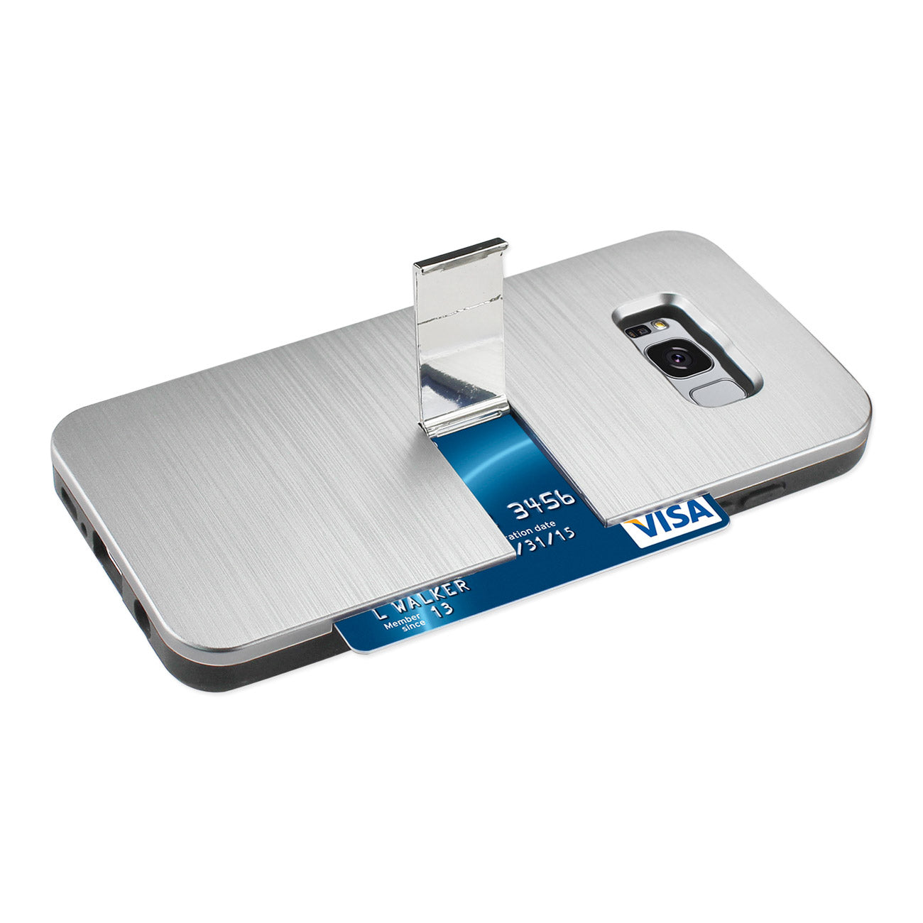 Case Hybrid With Card Holder Kickstand Slim Armor Samsung S8 Edge/ S8 Plus Silver Color